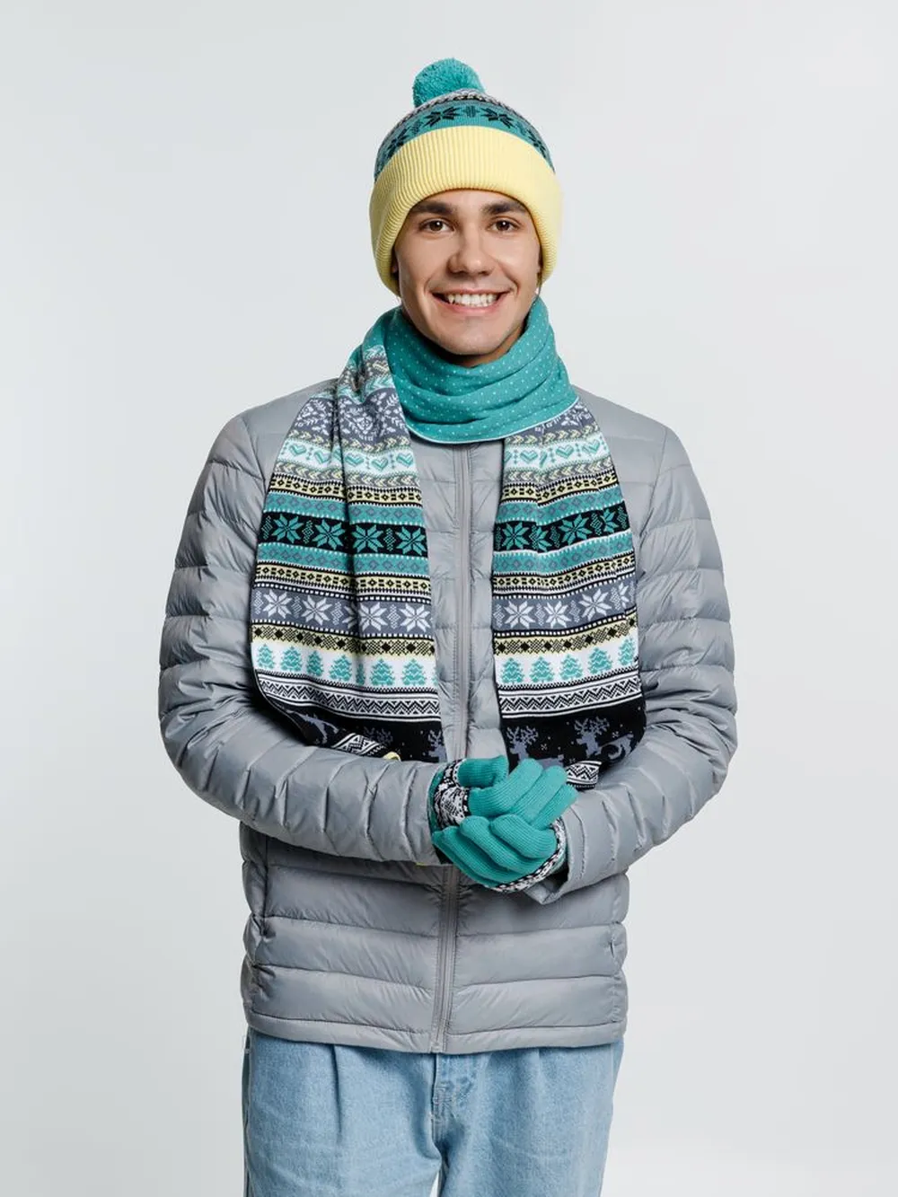 Шарф Mirakler, зеленый с желтым заказать онлайн с вашим дизайном на заказ в Москве и области