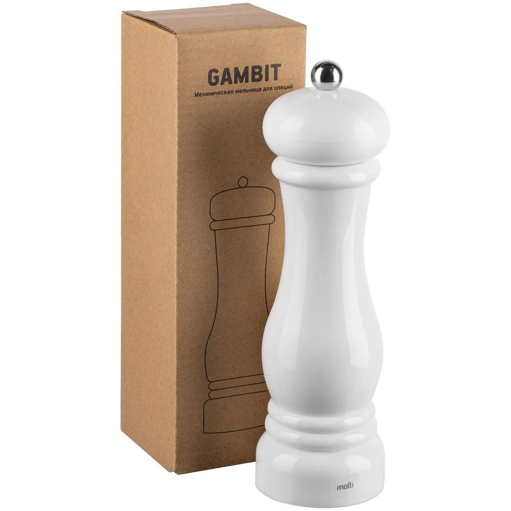 Механическая мельница для специй Gambit, белая заказать онлайн с вашим дизайном на заказ в Москве и области