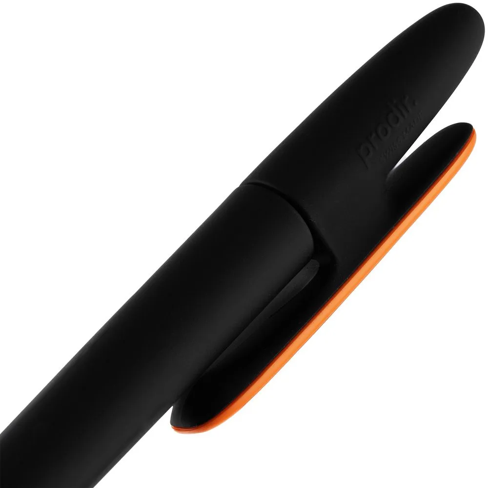 Ручка шариковая Prodir DS5 TRR-P Soft Touch, черная с оранжевым заказать онлайн с вашим дизайном на заказ в Москве и области