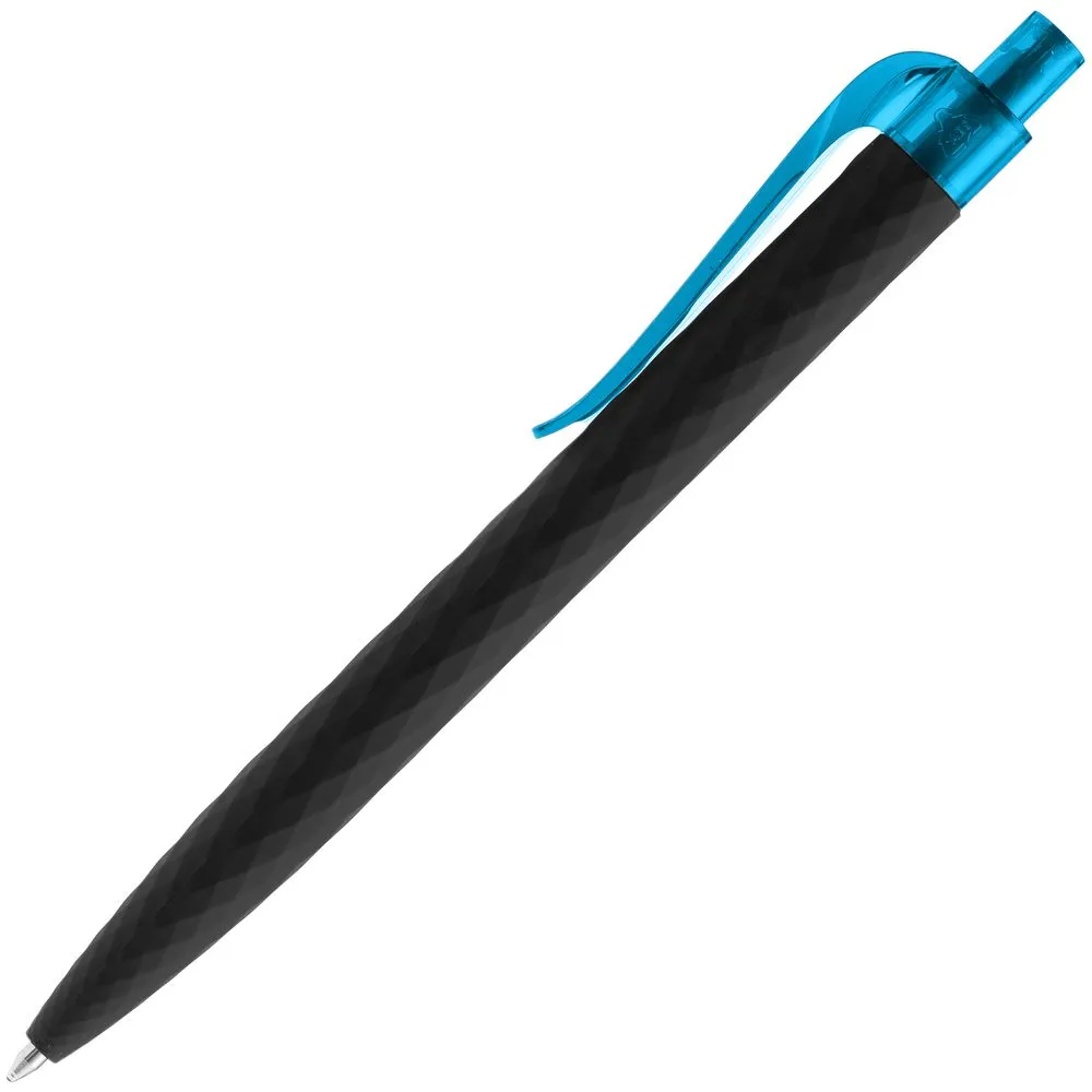 Ручка шариковая Prodir QS01 PRT-T Soft Touch, черная с голубым заказать онлайн с вашим дизайном на заказ в Москве и области
