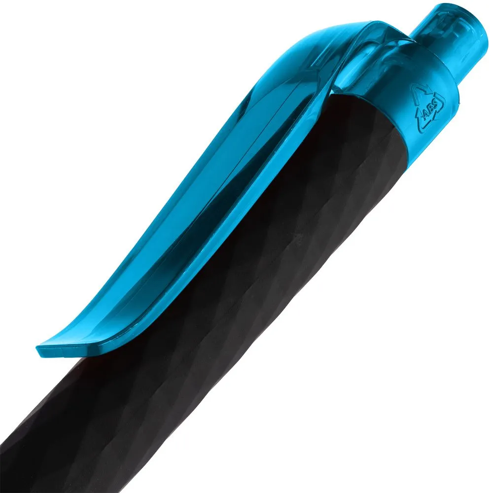 Ручка шариковая Prodir QS01 PRT-T Soft Touch, черная с голубым заказать онлайн с вашим дизайном на заказ в Москве и области