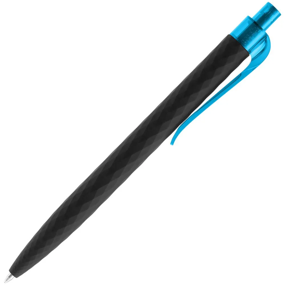 Ручка шариковая Prodir QS01 PRT-T Soft Touch, черная с голубым заказать онлайн с вашим дизайном на заказ в Москве и области