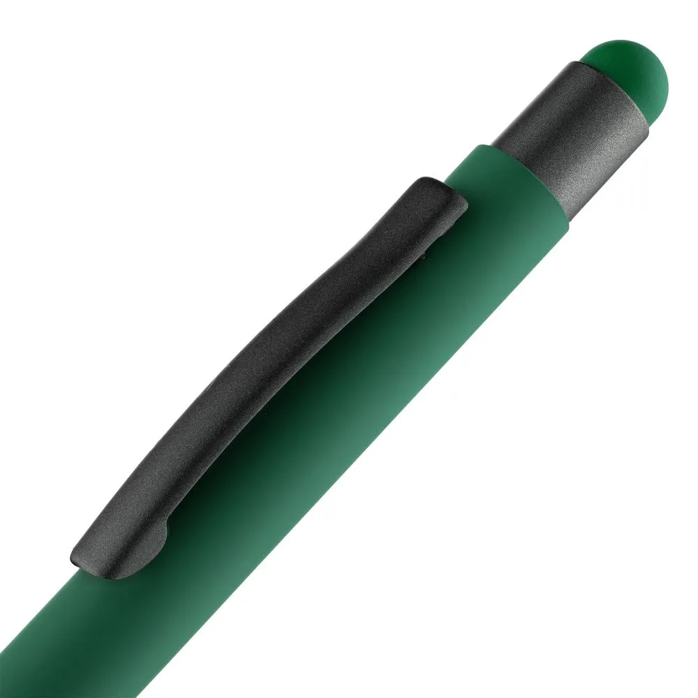Ручка шариковая Digit Soft Touch со стилусом, зеленая заказать онлайн с вашим дизайном на заказ в Москве и области