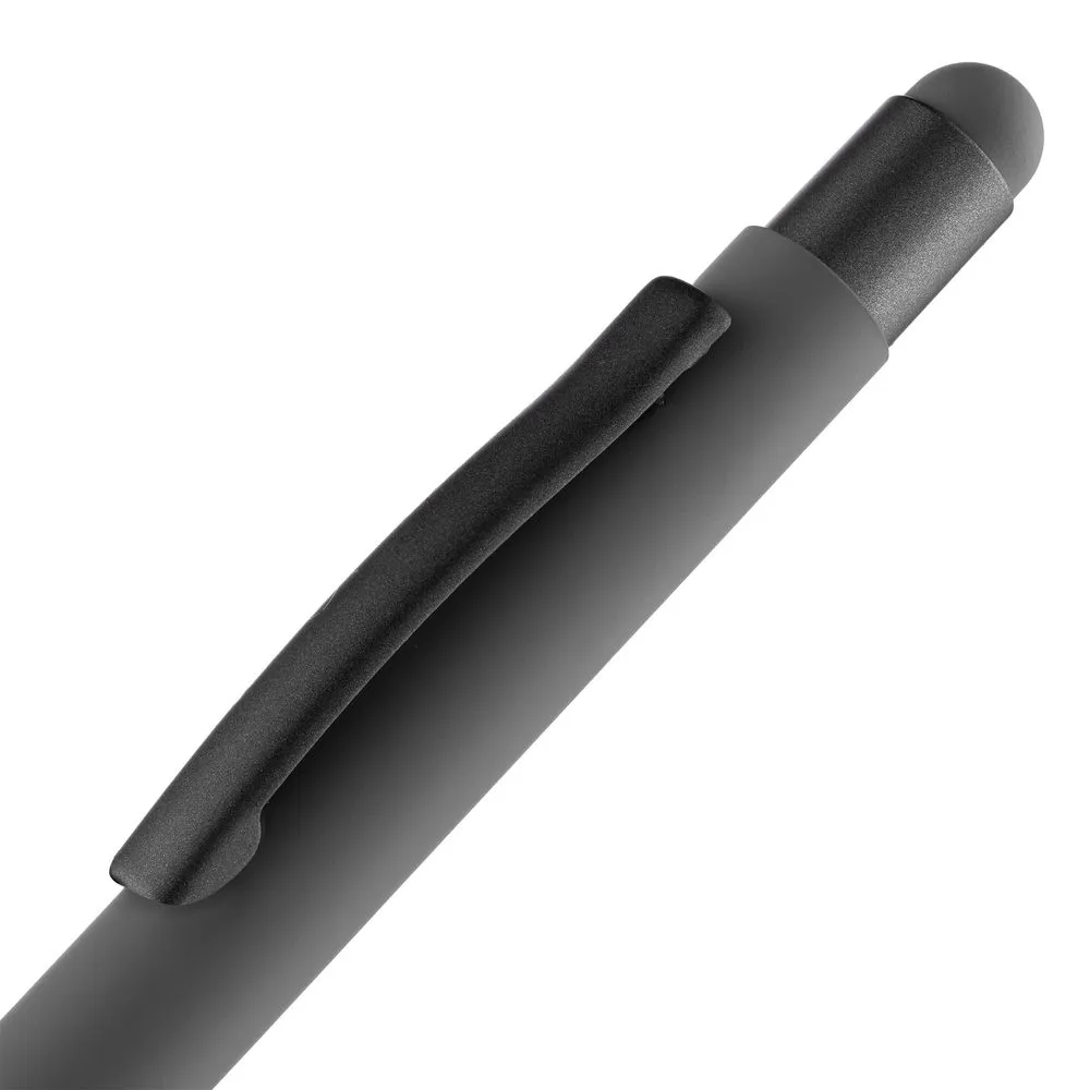 Ручка шариковая Digit Soft Touch со стилусом, серая заказать онлайн с вашим дизайном на заказ в Москве и области
