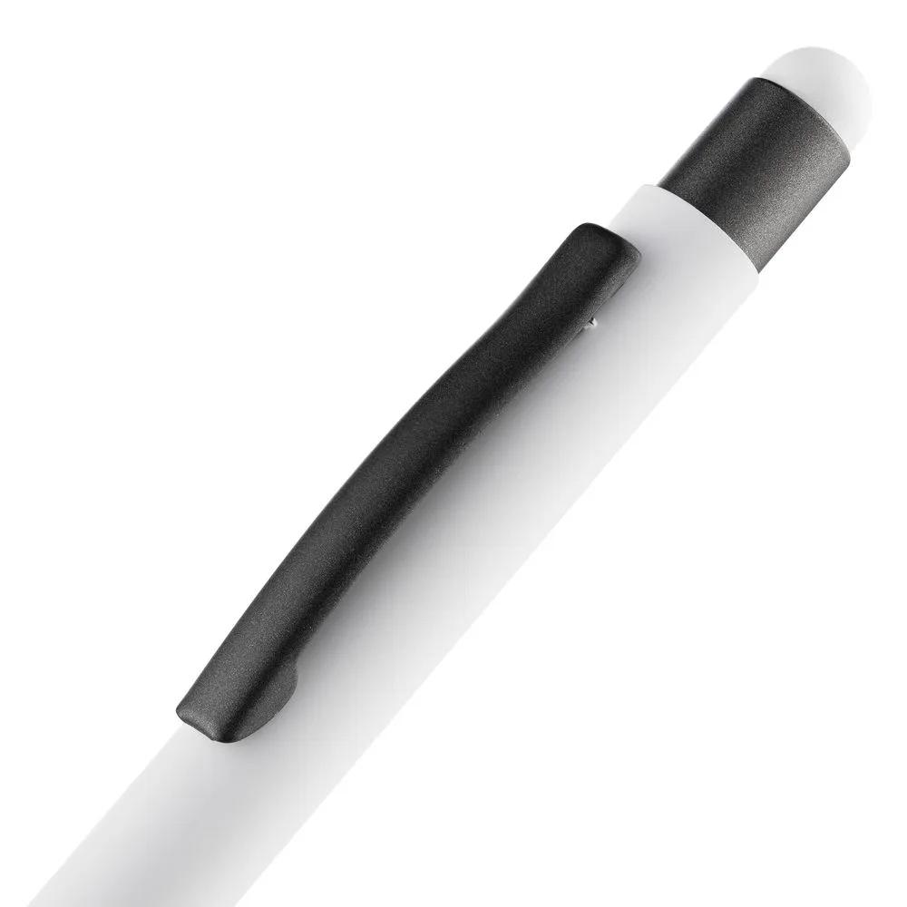 Ручка шариковая Digit Soft Touch со стилусом, белая заказать онлайн с вашим дизайном на заказ в Москве и области