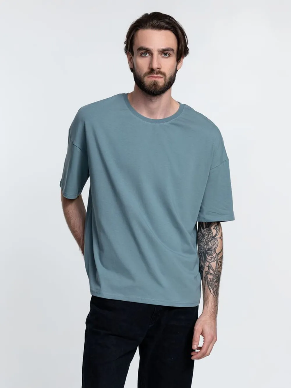 Футболка унисекс оверсайз Crosstown, серо-зеленая, размер M заказать онлайн с вашим дизайном на заказ в Москве и области