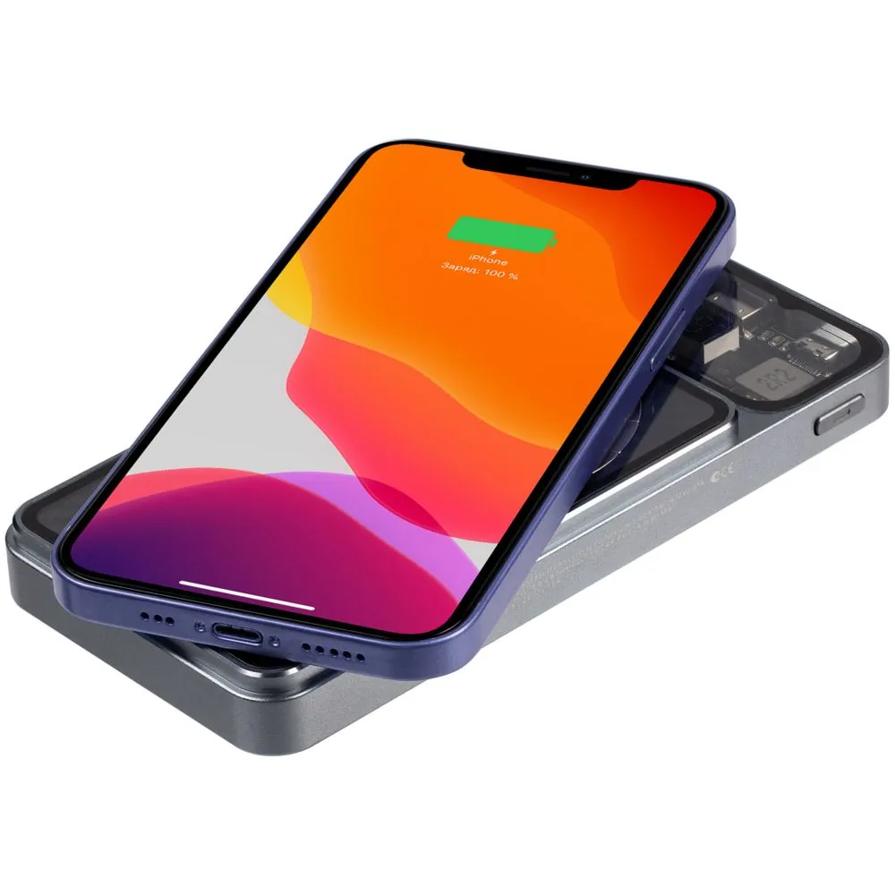 Магнитный беспроводной аккумулятор Cooper Prime 10000 мАч, темно-серый заказать онлайн с вашим дизайном на заказ в Москве и области