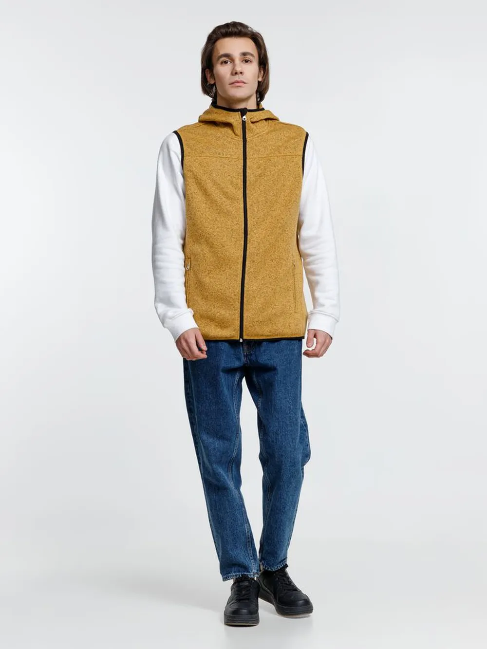 Жилет с капюшоном унисекс Gotland, горчичный, размер XL заказать онлайн с вашим дизайном на заказ в Москве и области