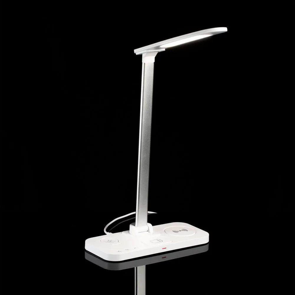 Настольная лампа с беспроводной зарядкой Power Light, белая заказать онлайн с вашим дизайном на заказ в Москве и области