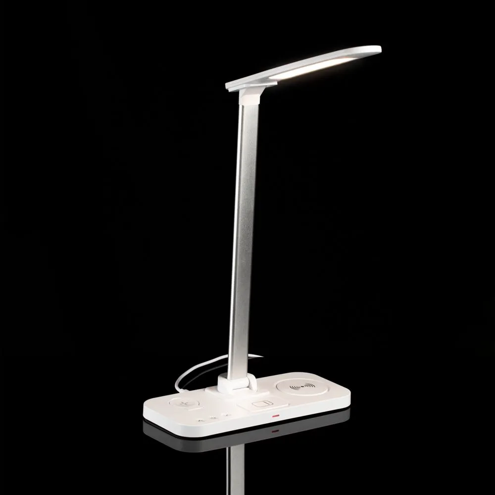 Настольная лампа с беспроводной зарядкой Power Light, белая заказать онлайн с вашим дизайном на заказ в Москве и области