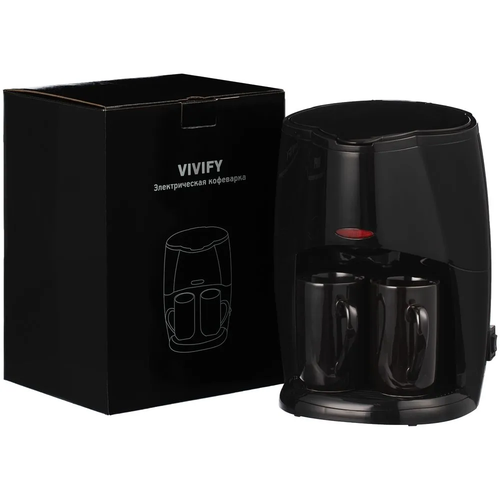 Электрическая кофеварка Vivify, черная заказать онлайн с вашим дизайном на заказ в Москве и области