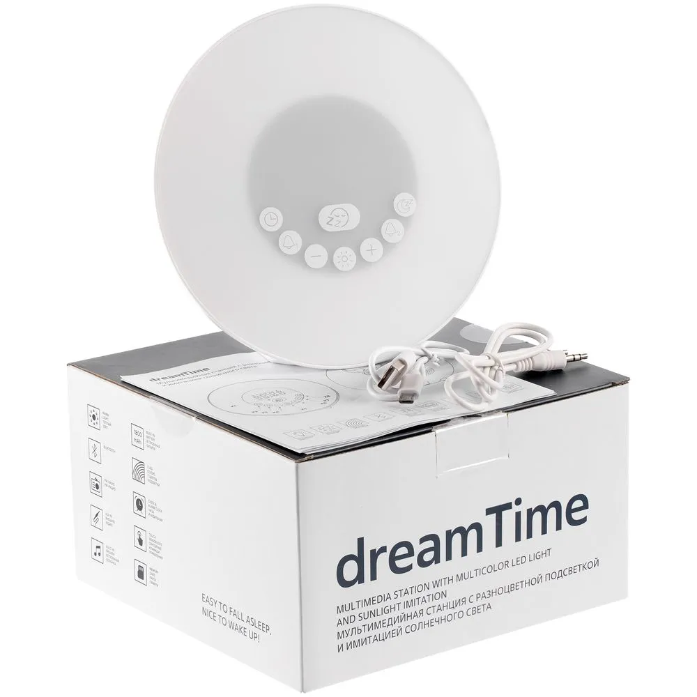 Лампа-колонка со световым будильником dreamTime, ver.2, белая заказать онлайн с вашим дизайном на заказ в Москве и области