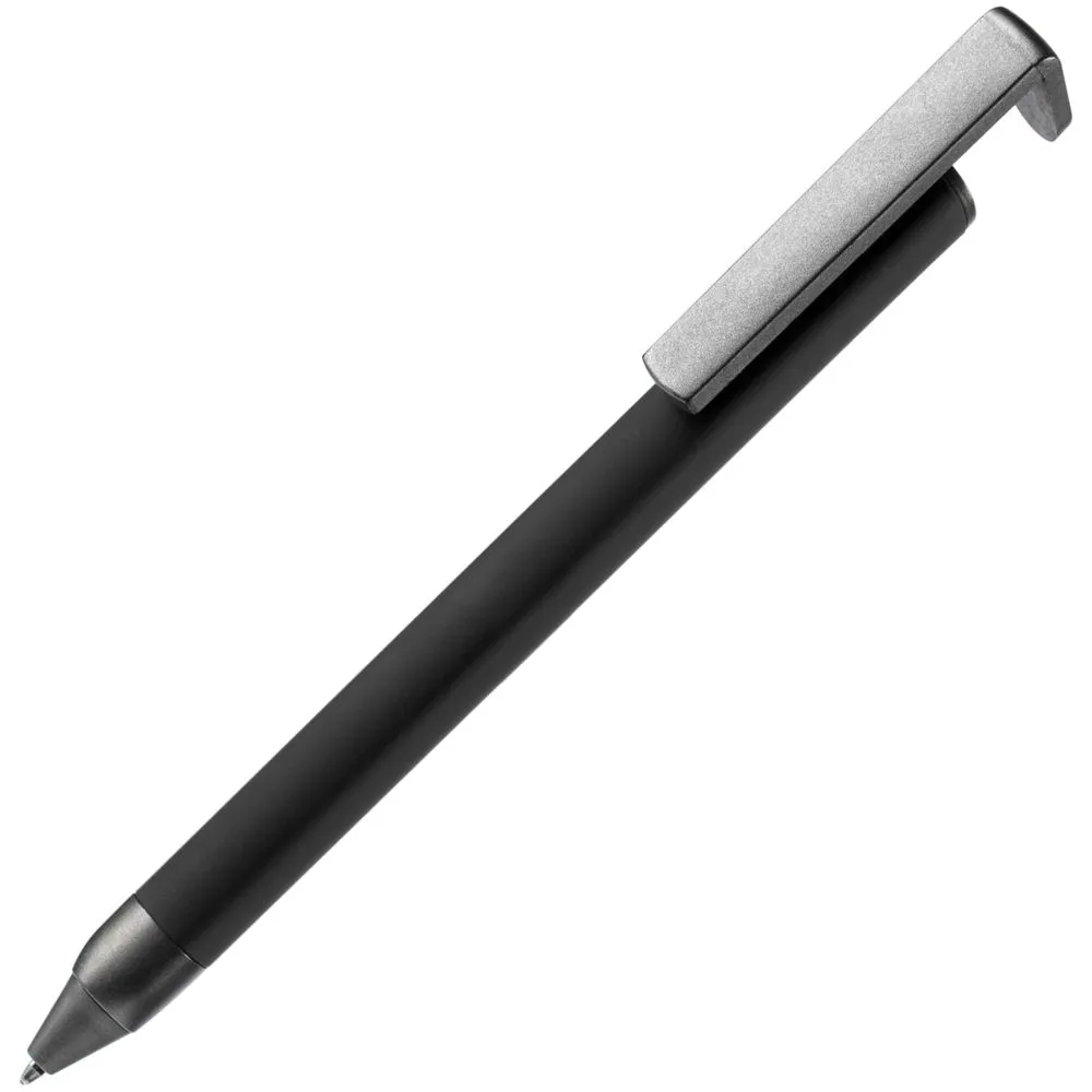 Ручка шариковая Standic с подставкой для телефона, черная заказать онлайн с вашим дизайном на заказ в Москве и области