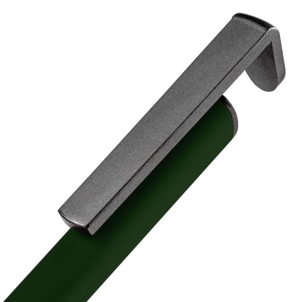 Ручка шариковая Standic с подставкой для телефона, зеленая заказать онлайн с вашим дизайном на заказ в Москве и области