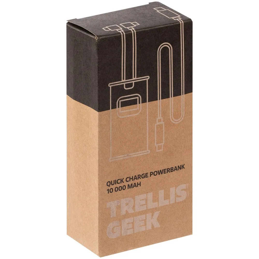 Аккумулятор с быстрой зарядкой Trellis Geek 10000 мАч, белый заказать онлайн с вашим дизайном на заказ в Москве и области