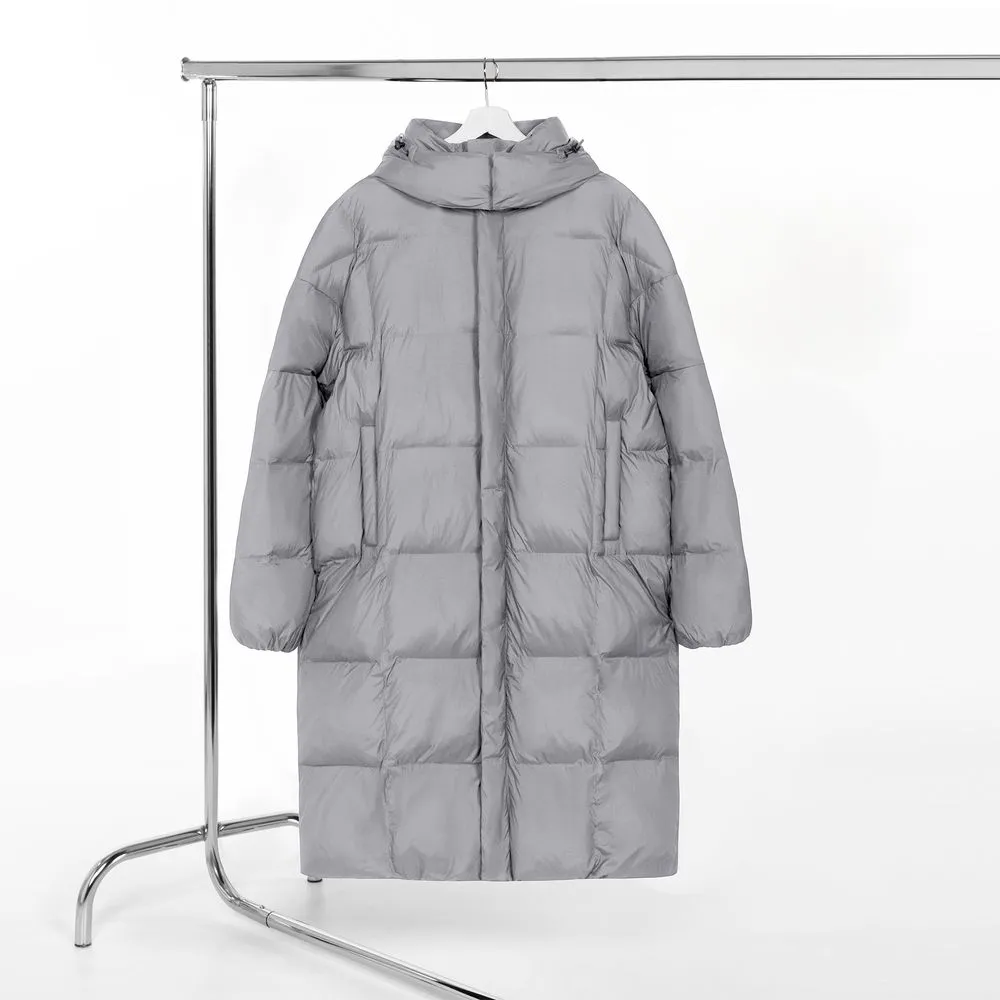 Пуховик унисекс Kapsula, серый заказать онлайн с вашим дизайном на заказ в Москве и области