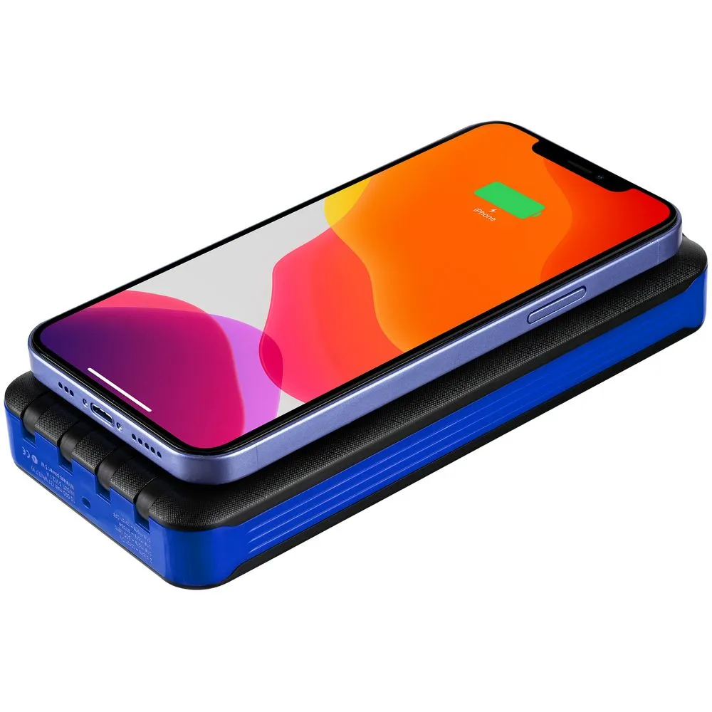 Аккумулятор с беспроводной зарядкой Holiday Maker Wireless, 10000 мАч, синий заказать онлайн с вашим дизайном на заказ в Москве и области