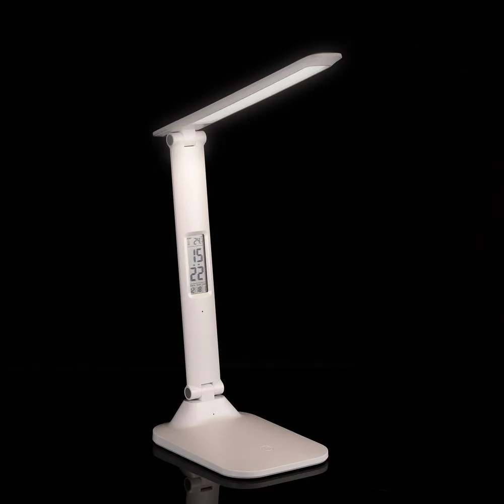 Настольная лампа с часами и календарем Office Torch ver.2, белая заказать онлайн с вашим дизайном на заказ в Москве и области