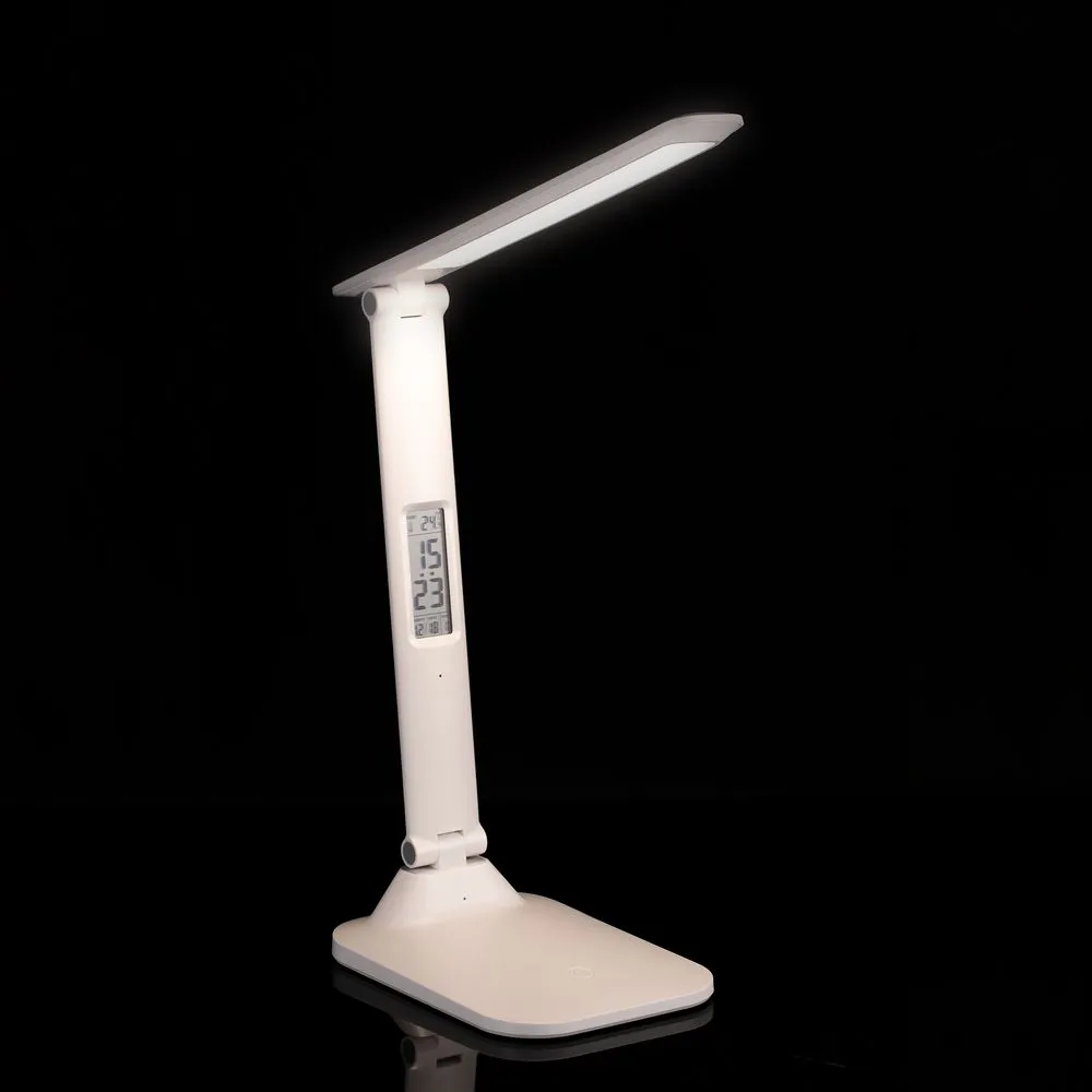 Настольная лампа с часами и календарем Office Torch ver.2, белая заказать онлайн с вашим дизайном на заказ в Москве и области