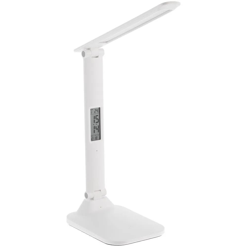 Настольная лампа с часами и календарем Office Torch ver.2, белая заказать онлайн с вашим дизайном на заказ в Москве и области