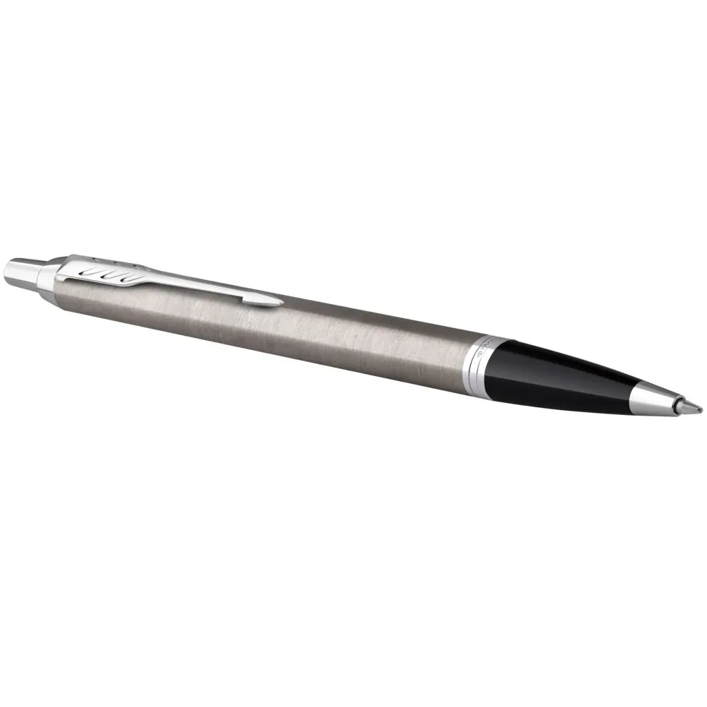 Ручка шариковая Parker IM Essential Stainless Steel CT, серебристая с черным заказать онлайн с вашим дизайном на заказ в Москве и области
