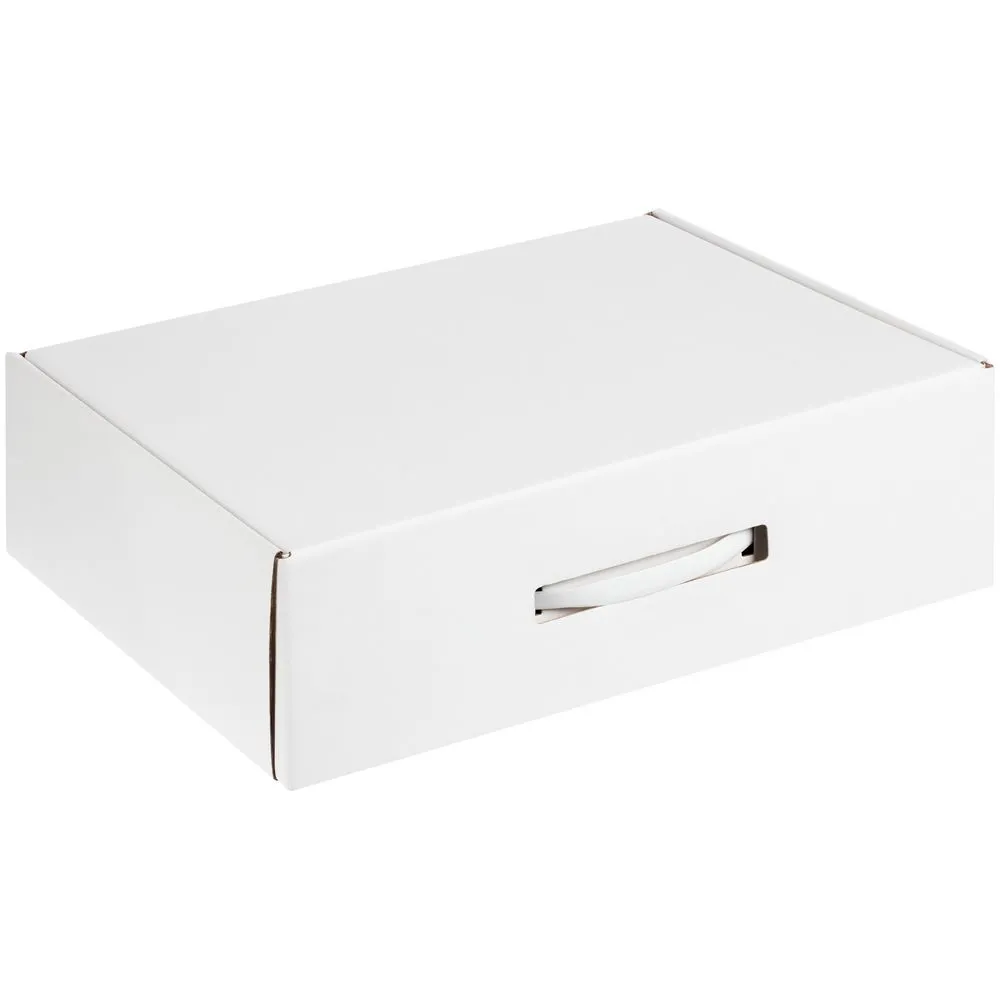Коробка самосборная Light Case, белая, с белой ручкой заказать онлайн с вашим дизайном на заказ в Москве и области