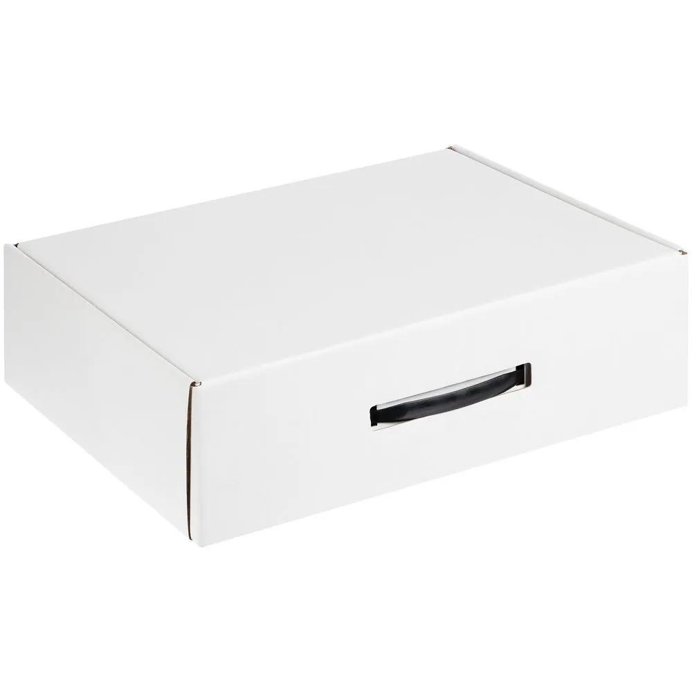 Коробка самосборная Light Case, белая, с черной ручкой заказать онлайн с вашим дизайном на заказ в Москве и области
