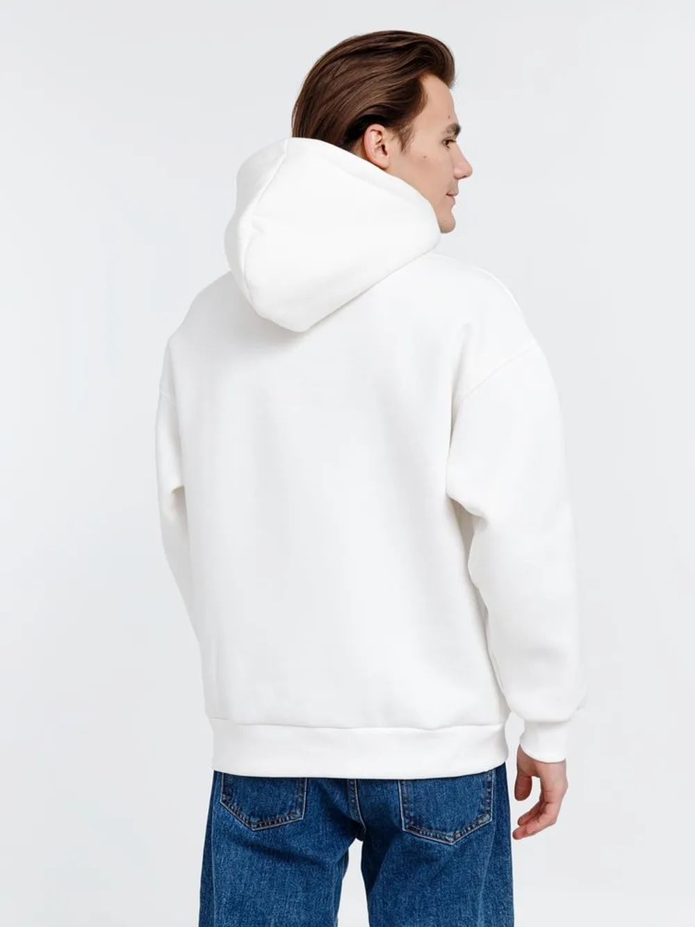 Худи оверсайз унисекс Go Easy, молочно-белое, размер L заказать онлайн с вашим дизайном на заказ в Москве и области