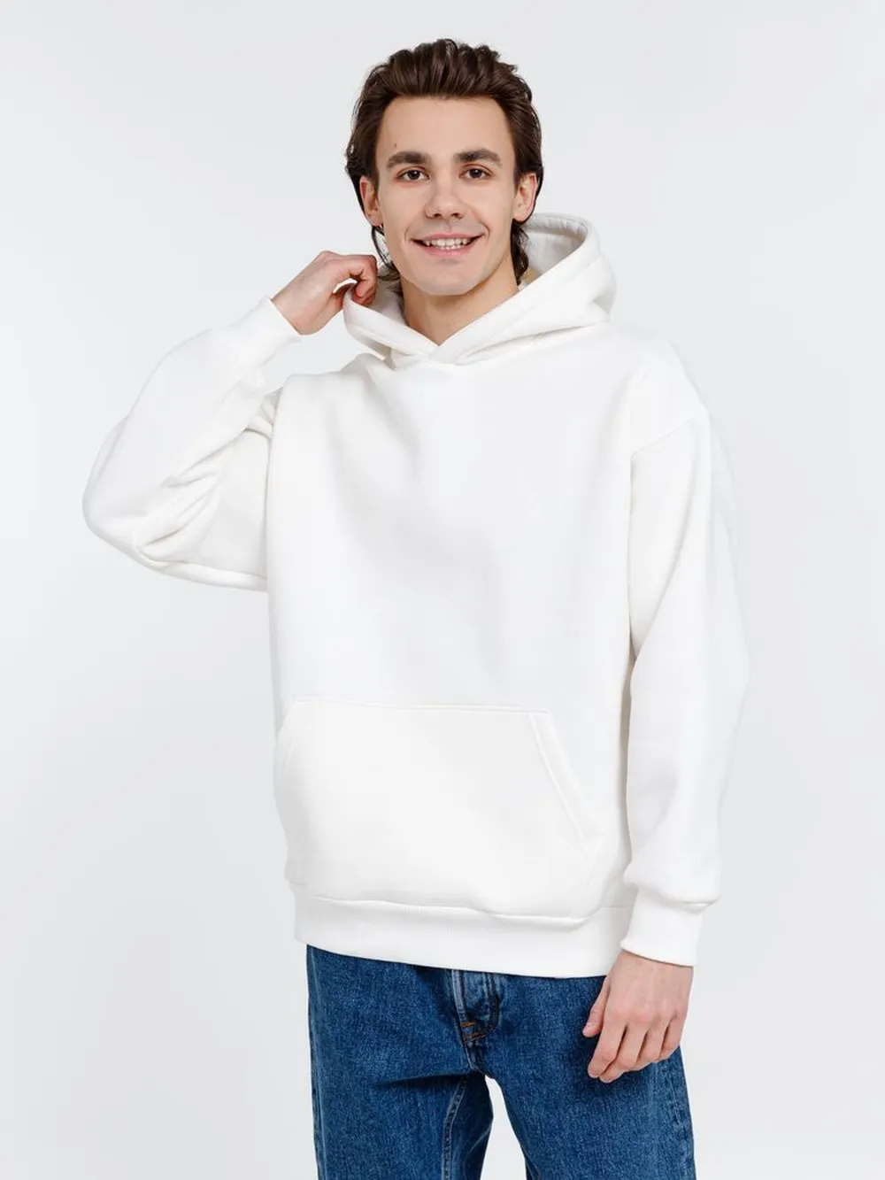 Худи оверсайз унисекс Go Easy, молочно-белое, размер L заказать онлайн с вашим дизайном на заказ в Москве и области