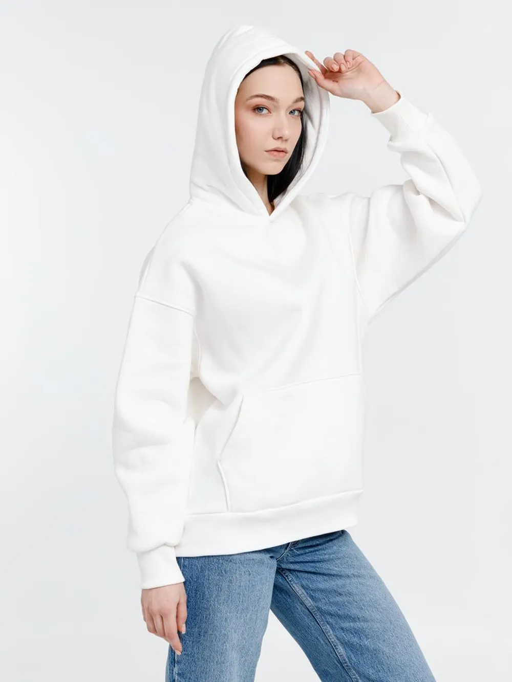 Худи оверсайз унисекс Go Easy, молочно-белое, размер L заказать онлайн с вашим дизайном на заказ в Москве и области
