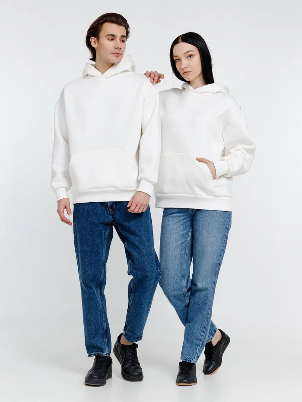 Худи оверсайз унисекс Go Easy, молочно-белое, размер L заказать онлайн с вашим дизайном на заказ в Москве и области