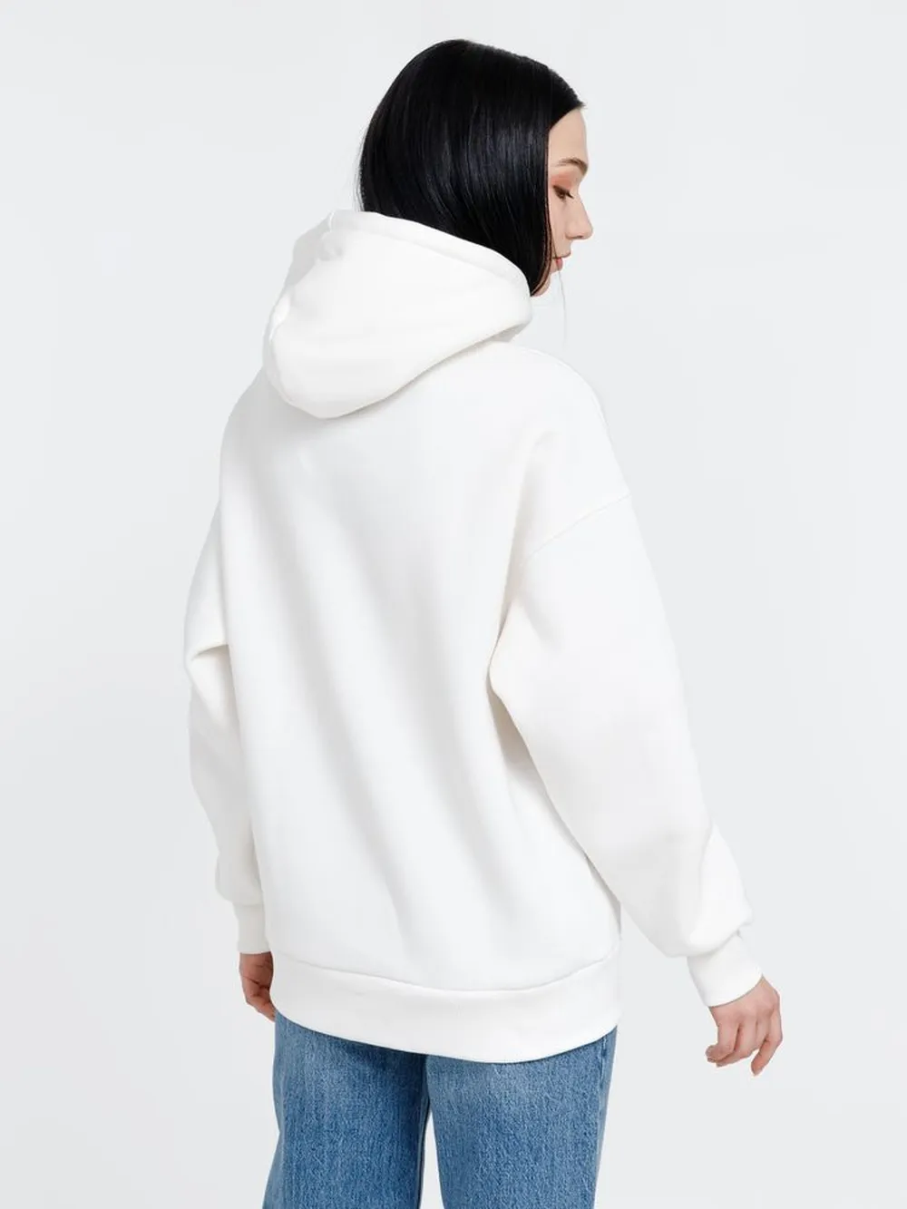 Худи оверсайз унисекс Go Easy, молочно-белое, размер L заказать онлайн с вашим дизайном на заказ в Москве и области