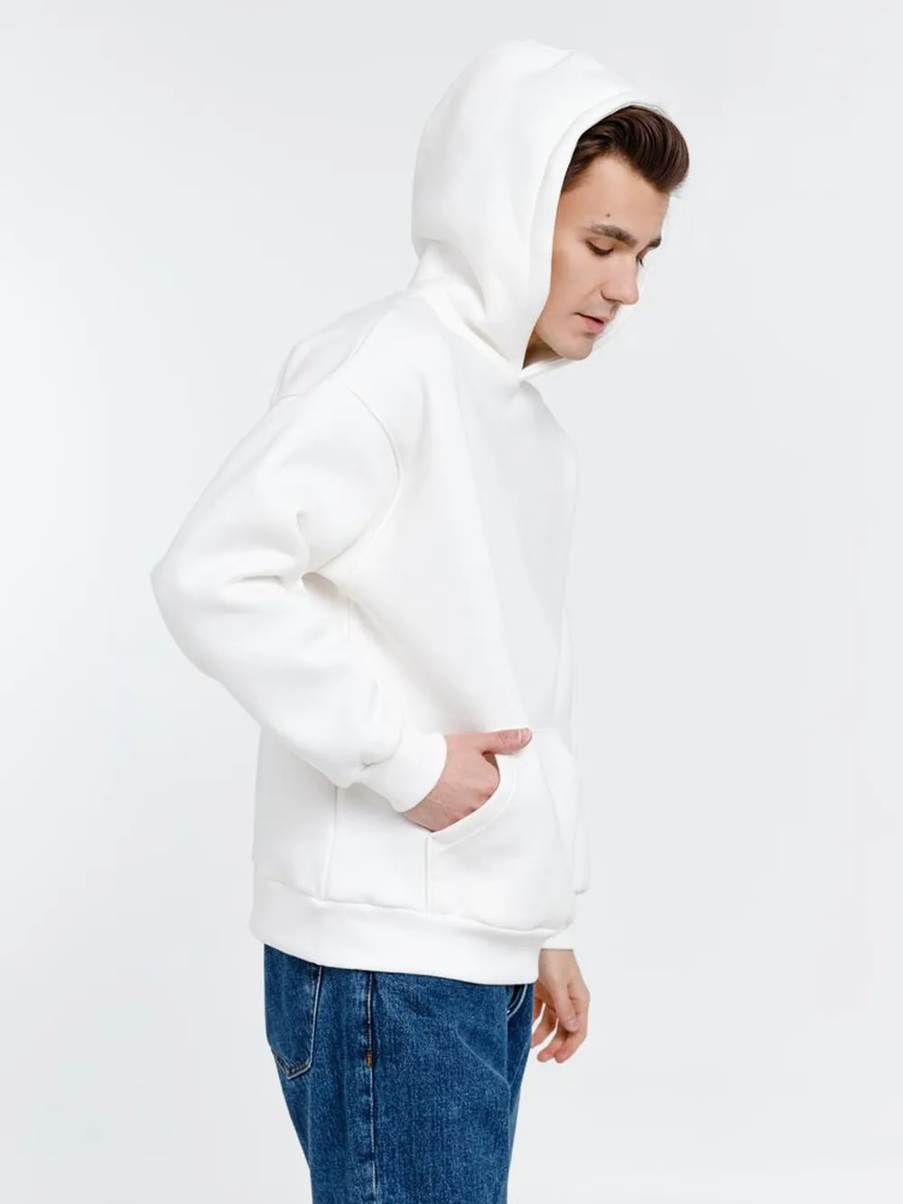 Худи оверсайз унисекс Go Easy, молочно-белое, размер L заказать онлайн с вашим дизайном на заказ в Москве и области