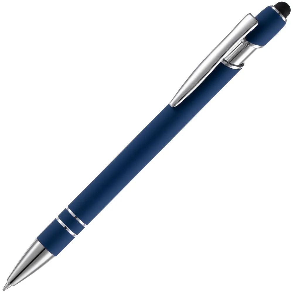 Ручка шариковая Pointer Soft Touch со стилусом, темно-синяя заказать онлайн с вашим дизайном на заказ в Москве и области