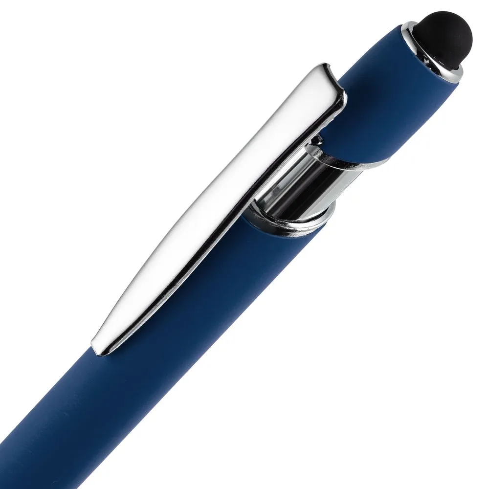 Ручка шариковая Pointer Soft Touch со стилусом, темно-синяя заказать онлайн с вашим дизайном на заказ в Москве и области