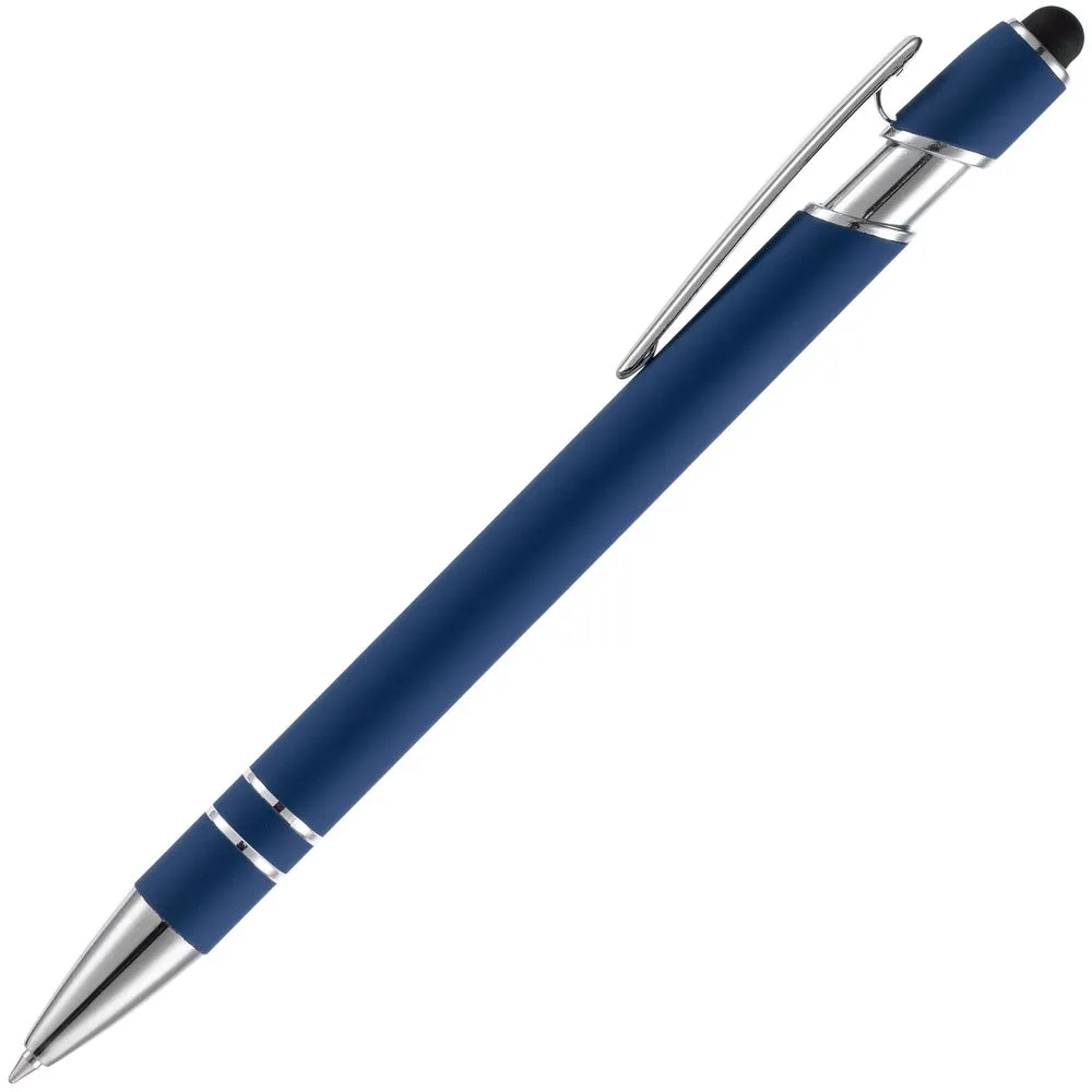 Ручка шариковая Pointer Soft Touch со стилусом, темно-синяя заказать онлайн с вашим дизайном на заказ в Москве и области
