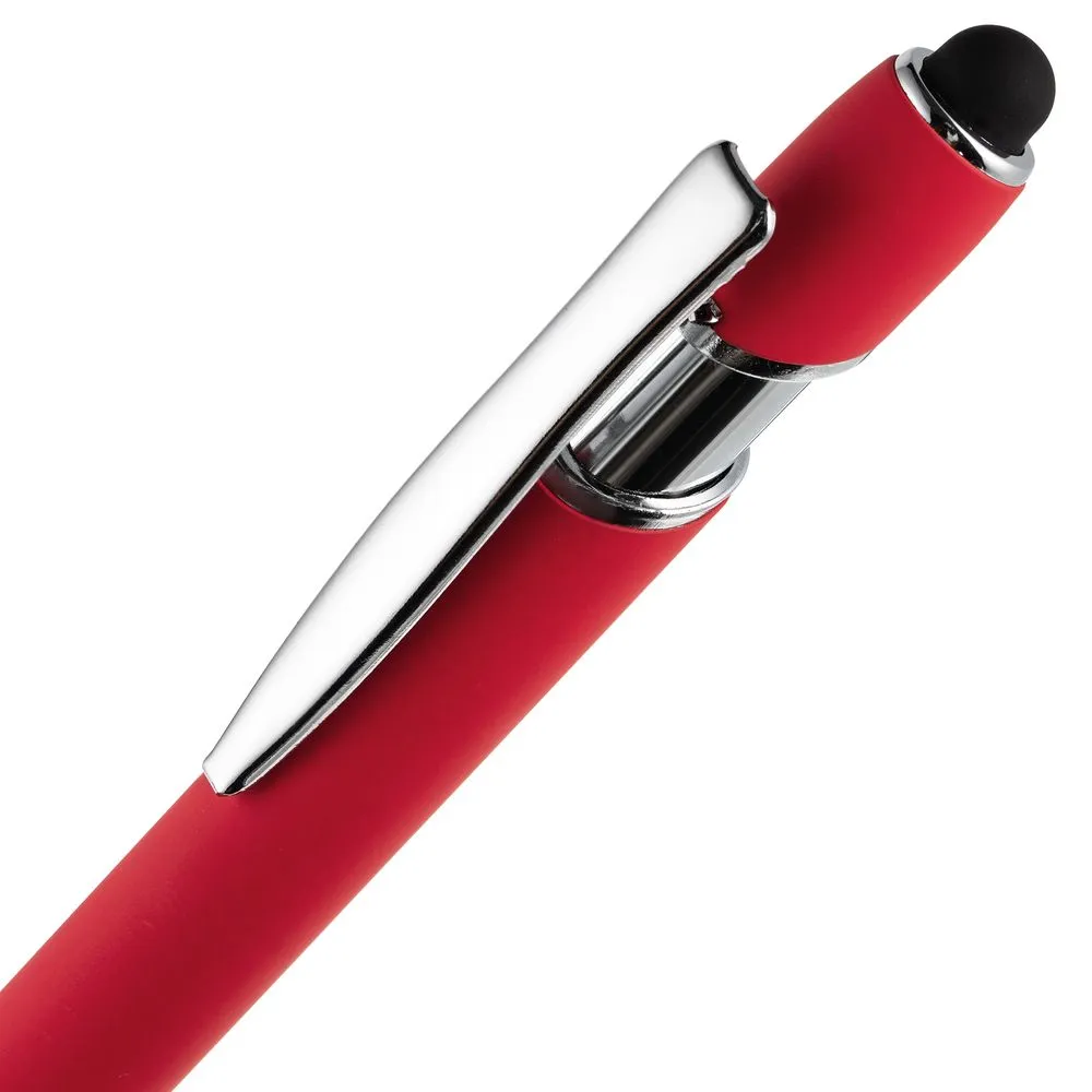 Ручка шариковая Pointer Soft Touch со стилусом, красная заказать онлайн с вашим дизайном на заказ в Москве и области
