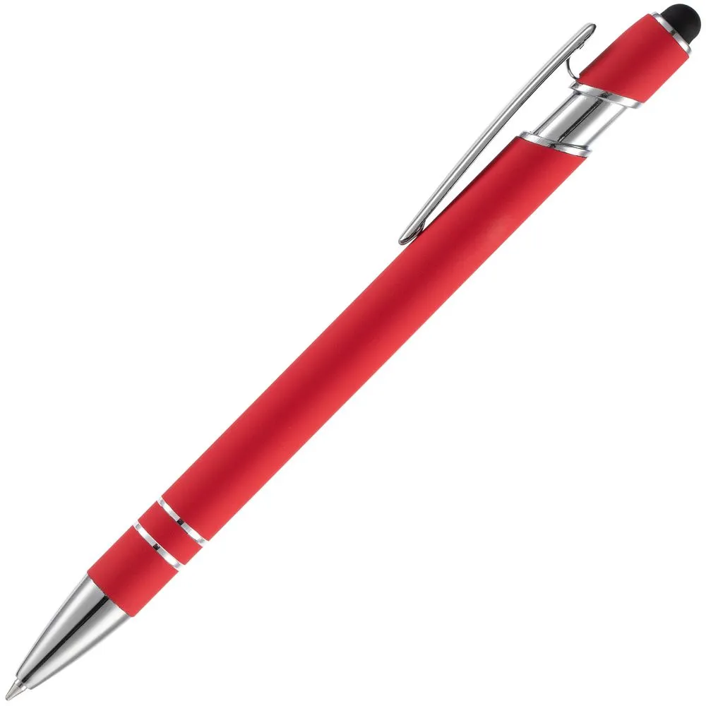 Ручка шариковая Pointer Soft Touch со стилусом, красная заказать онлайн с вашим дизайном на заказ в Москве и области
