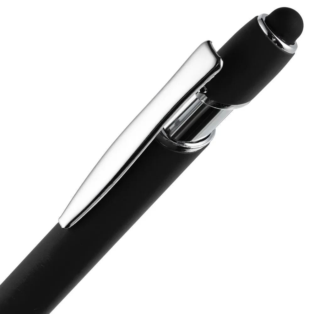 Ручка шариковая Pointer Soft Touch со стилусом, черная заказать онлайн с вашим дизайном на заказ в Москве и области