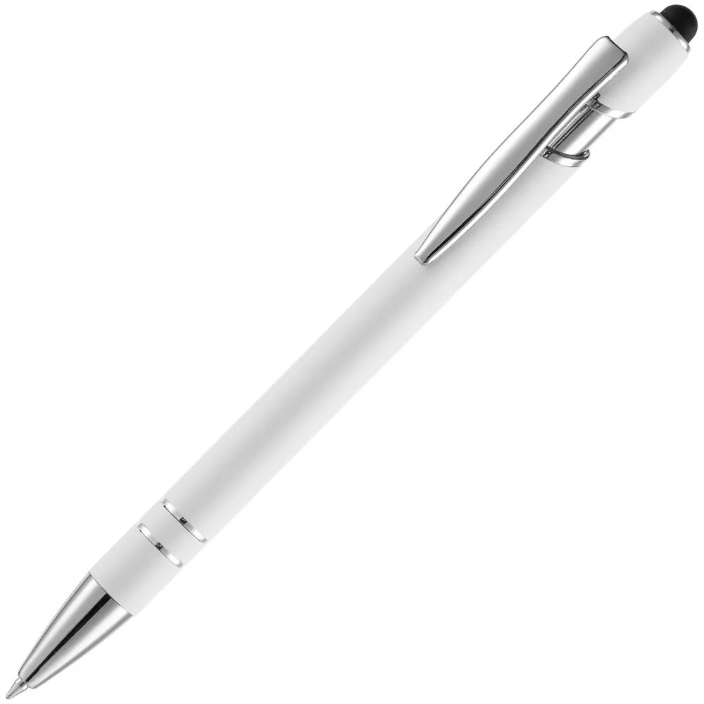 Ручка шариковая Pointer Soft Touch со стилусом, белая заказать онлайн с вашим дизайном на заказ в Москве и области