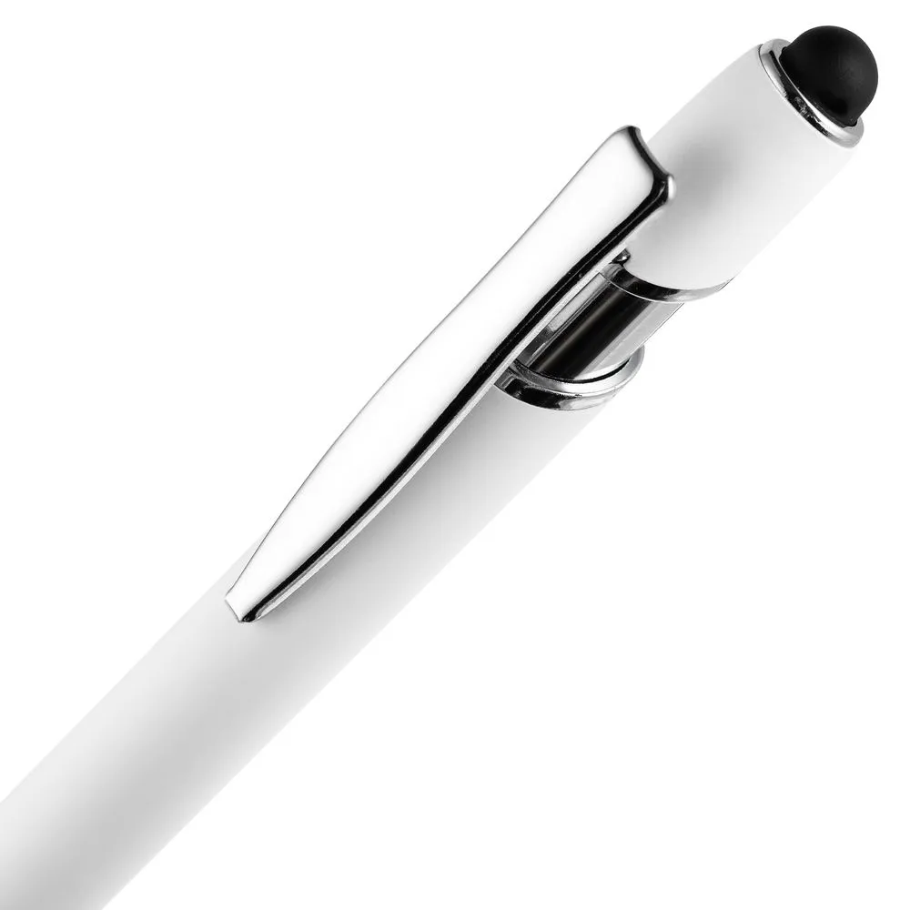 Ручка шариковая Pointer Soft Touch со стилусом, белая заказать онлайн с вашим дизайном на заказ в Москве и области