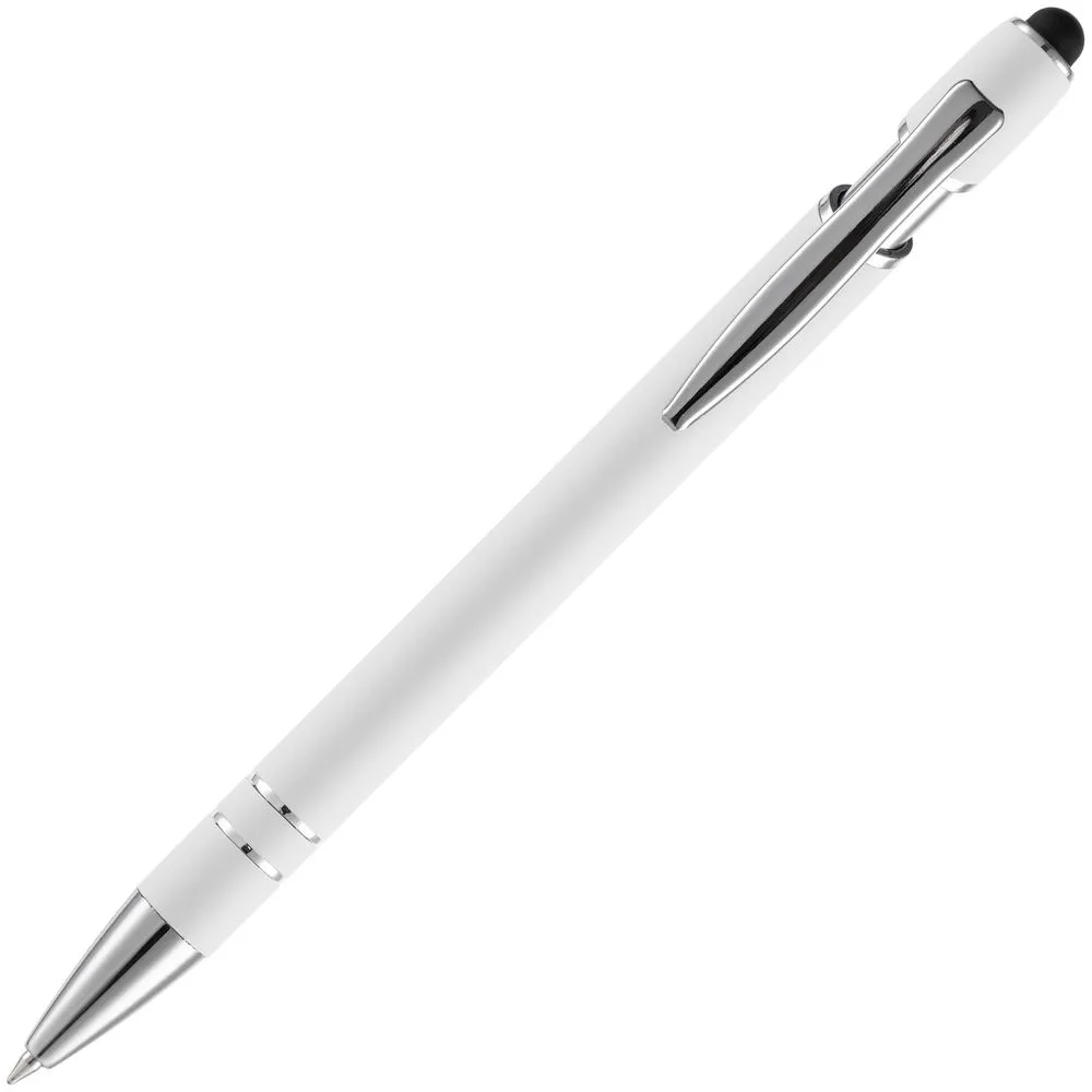 Ручка шариковая Pointer Soft Touch со стилусом, белая заказать онлайн с вашим дизайном на заказ в Москве и области