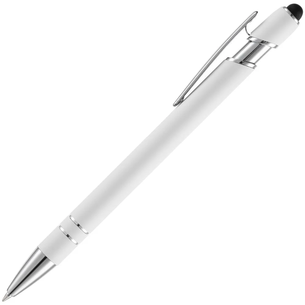 Ручка шариковая Pointer Soft Touch со стилусом, белая заказать онлайн с вашим дизайном на заказ в Москве и области
