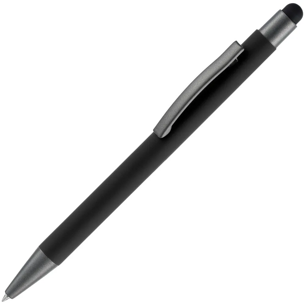 Ручка шариковая Atento Soft Touch Stylus со стилусом, черная заказать онлайн с вашим дизайном на заказ в Москве и области