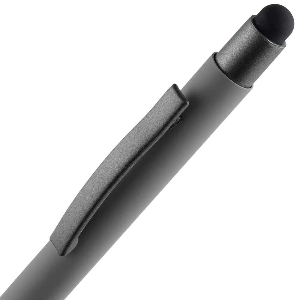 Ручка шариковая Atento Soft Touch со стилусом, серая заказать онлайн с вашим дизайном на заказ в Москве и области