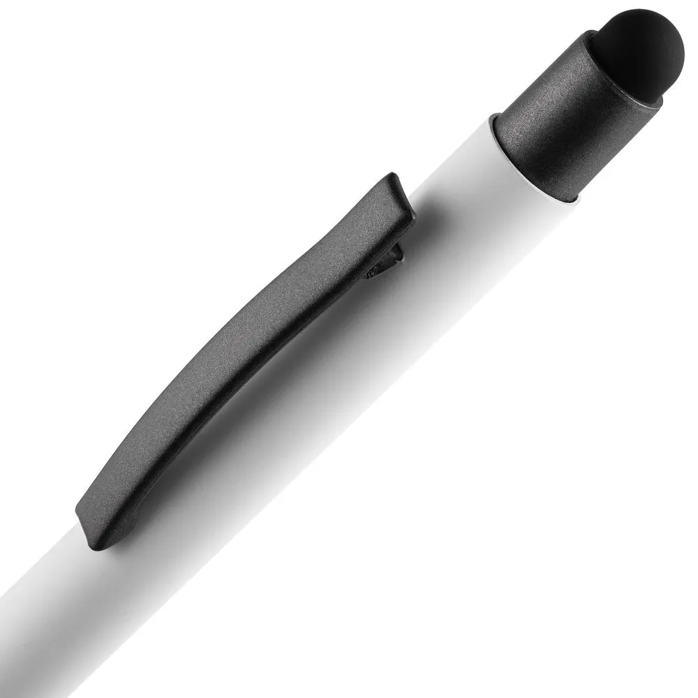 Ручка шариковая Atento Soft Touch со стилусом, белая заказать онлайн с вашим дизайном на заказ в Москве и области