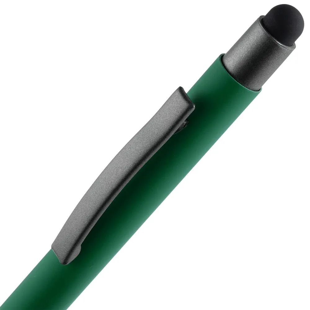 Ручка шариковая Atento Soft Touch со стилусом, зеленая заказать онлайн с вашим дизайном на заказ в Москве и области