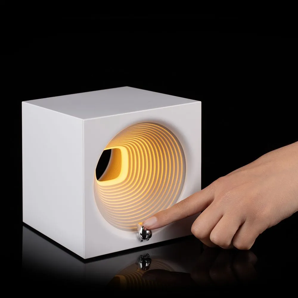 Bluetooth-колонка с подсветкой Volumetric, белая заказать онлайн с вашим дизайном на заказ в Москве и области