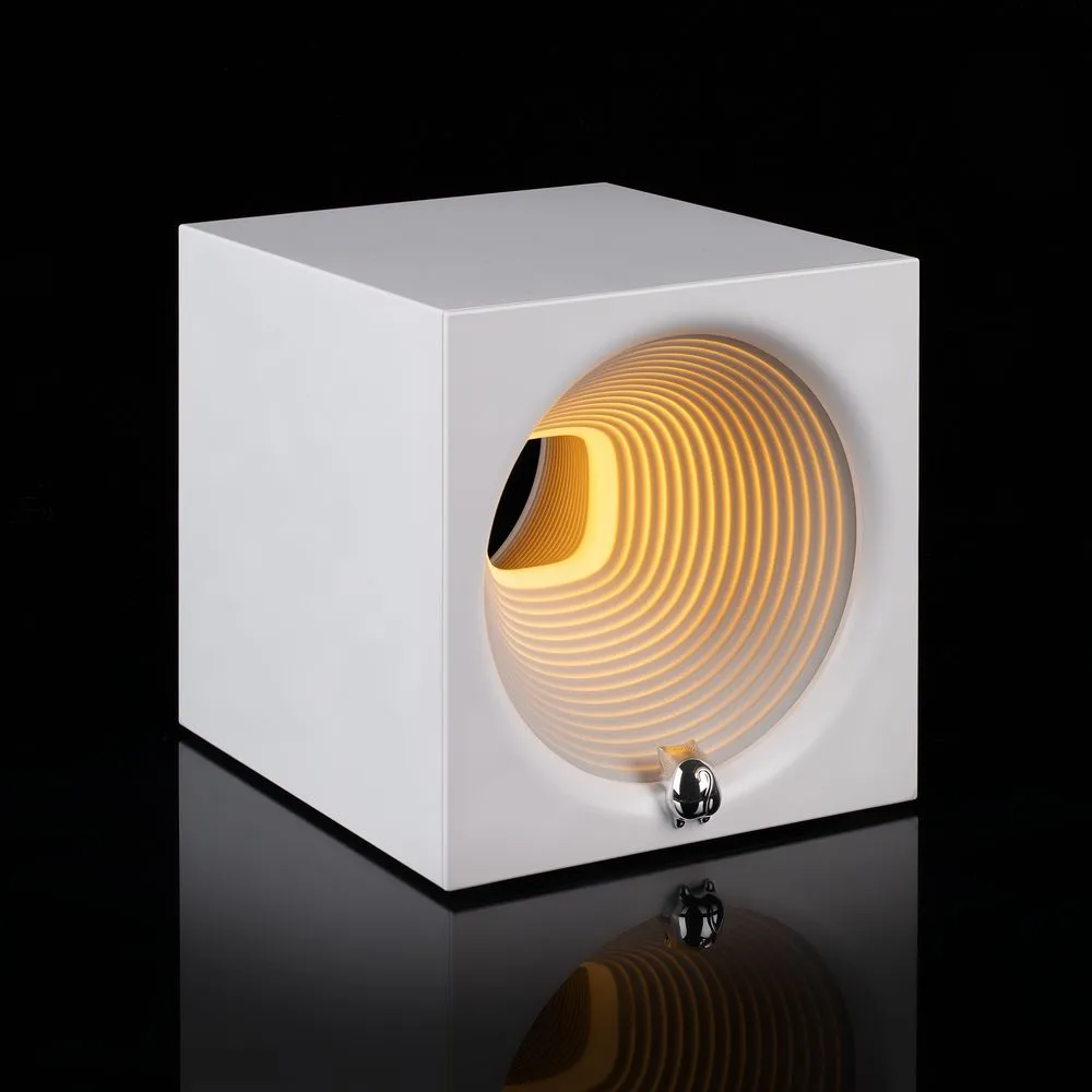 Bluetooth-колонка с подсветкой Volumetric, белая заказать онлайн с вашим дизайном на заказ в Москве и области