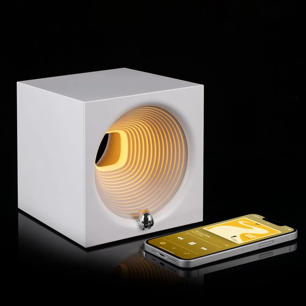 Bluetooth-колонка с подсветкой Volumetric, белая заказать онлайн с вашим дизайном на заказ в Москве и области